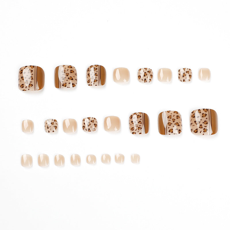 No.216 Light Brown Leopard Print Toenails Patch 24pcs/Set