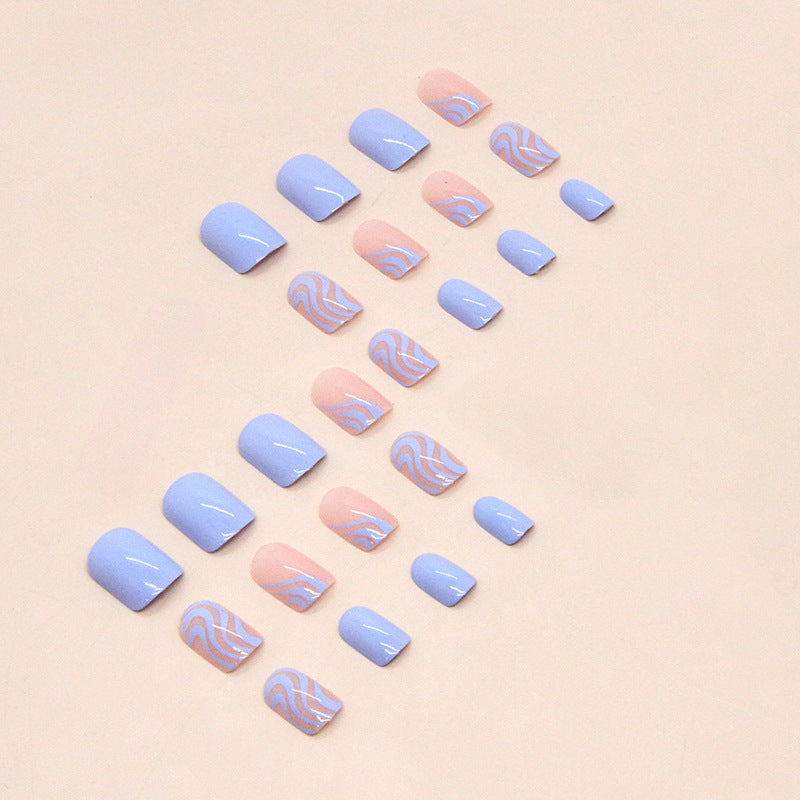 No.F35 Fresh Rlue Ripples Fingernails Patch 24pcs/Set