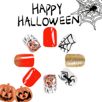 No.AW22 Halloween Pumpkin Orange Fingernails Patch 24pcs/Set