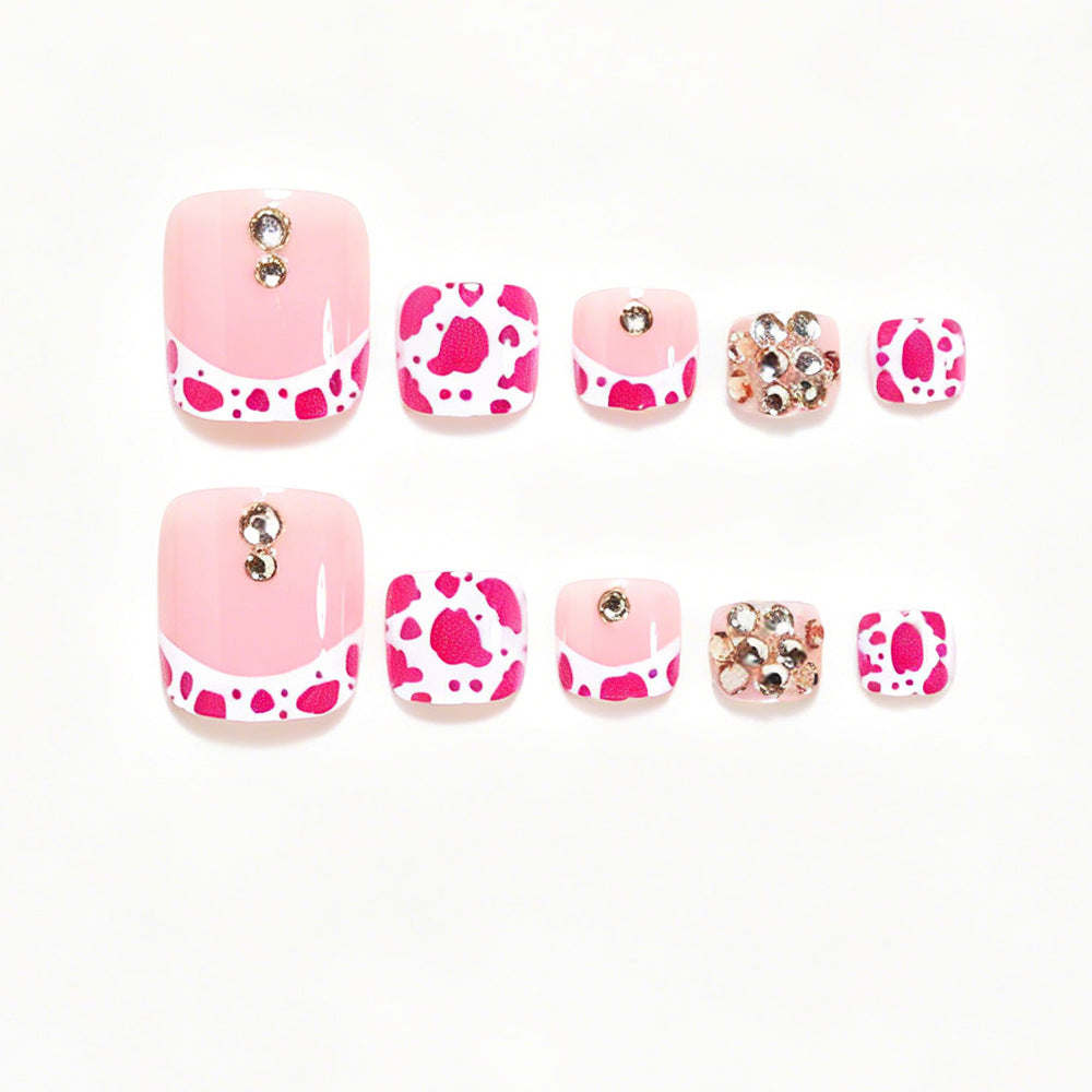No.753 Leopard Print Glitter Toenails Patch 24pcs/Set