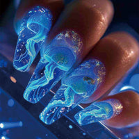 No.F52 Blue Jellyfish Fingernails Patch 24pcs/Set