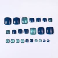 No.54 Green Glitter Cat's Eye Toenails 24pcs/Set