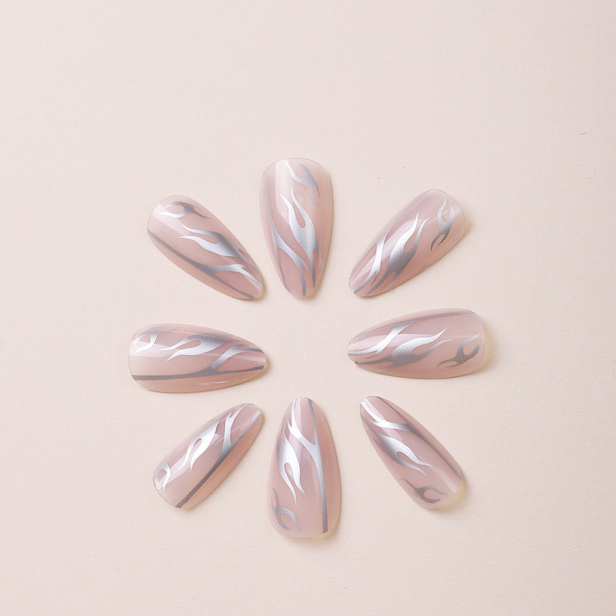 No.F688 Silver Flame Fingernails Patch 24pcs/Set