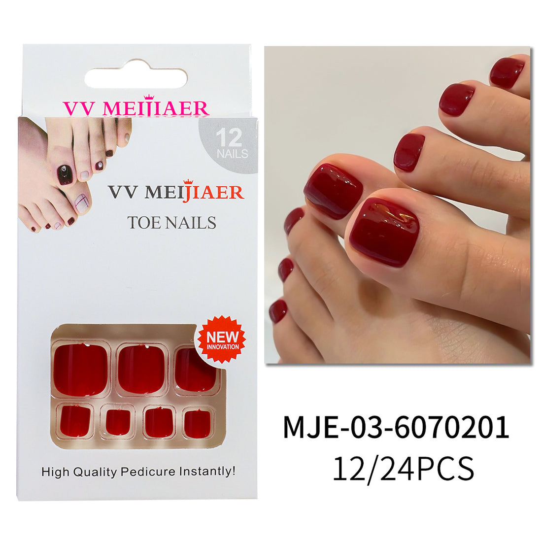 No.338 Fashion Red Toenails Patch 24pcs/Set