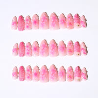 No.BH47 Pink Flower Fingernails Patch 30pcs/Set