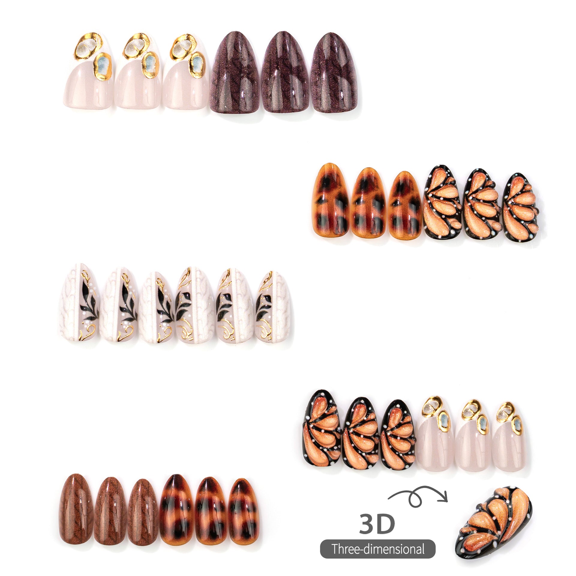 No.F822 Brown Butterfly Fingernails Patch 30pcs/Set