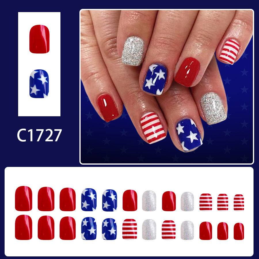 No.JNU3 Red&White Stripes Fingernails Patch 24pcs/Set