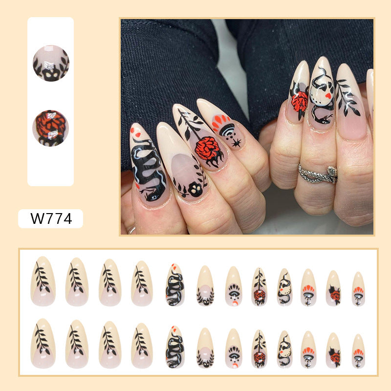 No.AW152 Halloween Rose Fingernails Patch 24pcs/Set