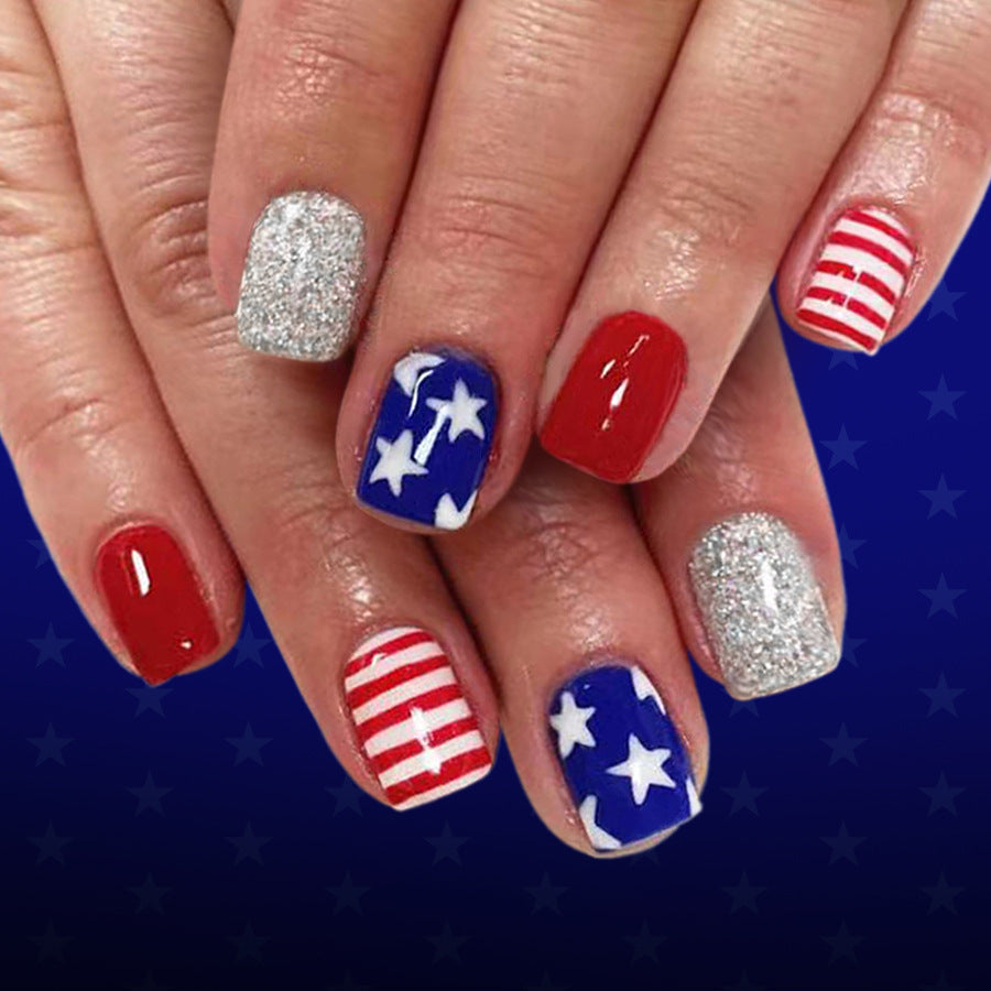 No.JNU3 Red&White Stripes Fingernails Patch 24pcs/Set