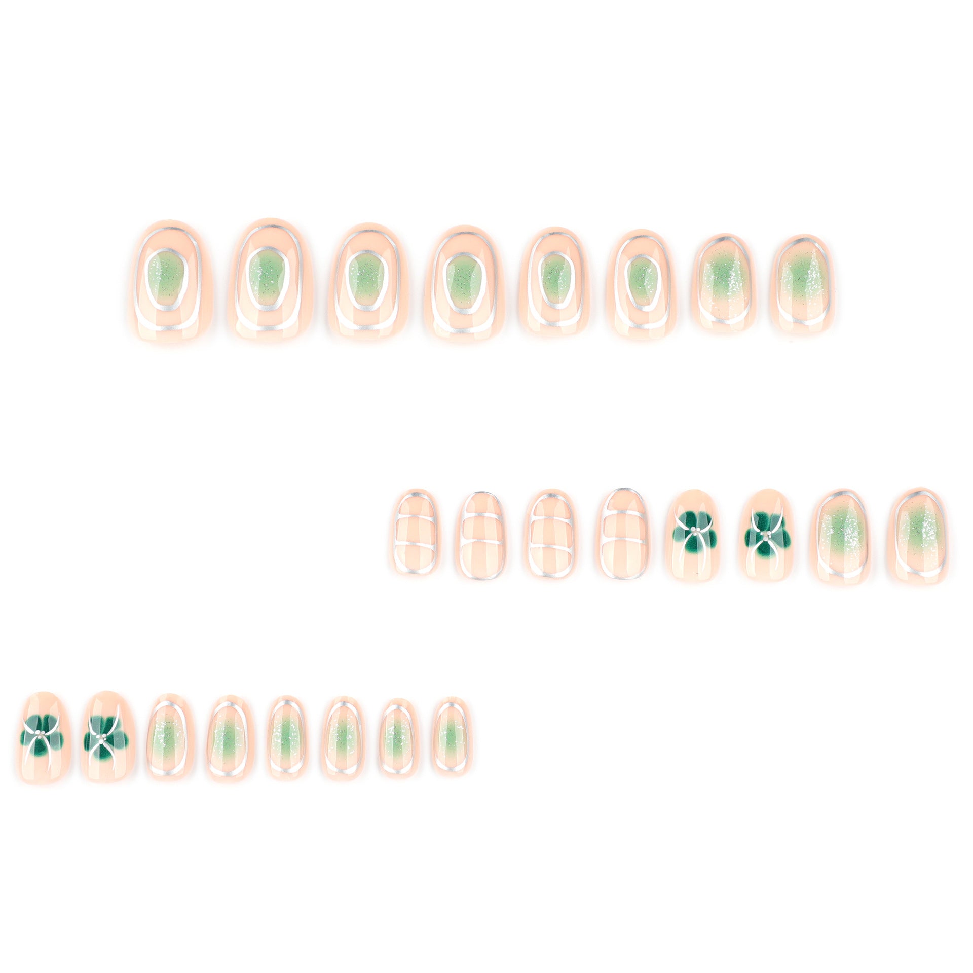 No.F427 Green Fingernails Patch 24pcs/Set