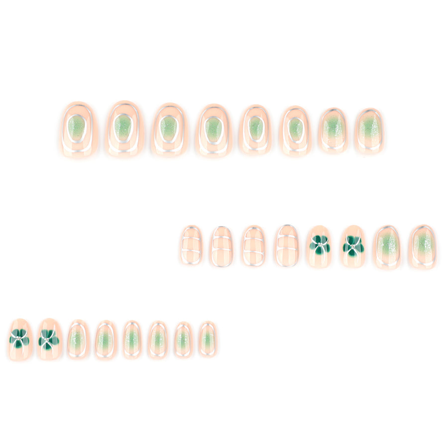 No.F427 Green Fingernails Patch 24pcs/Set