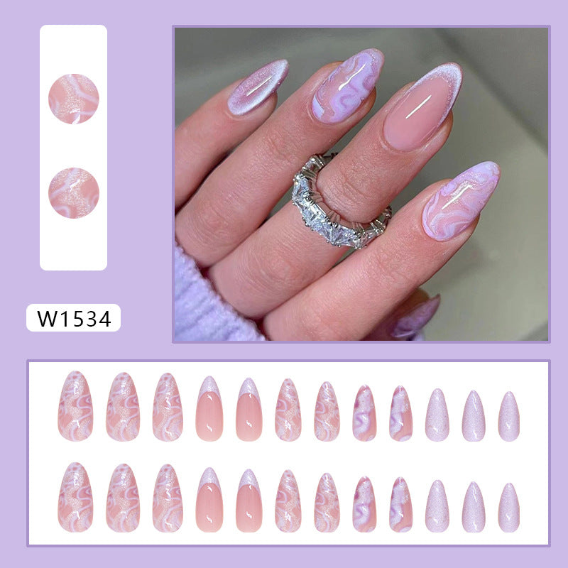 No.F375 Purple Cat's Eye Fingernails Patch 24pcs/Set