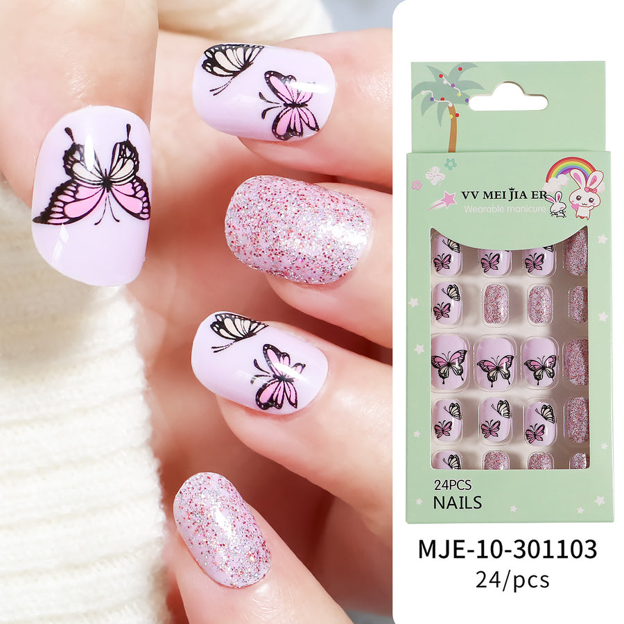 No.KD2 Cute Mini Kids Press on Fingernails 24pcs/Set