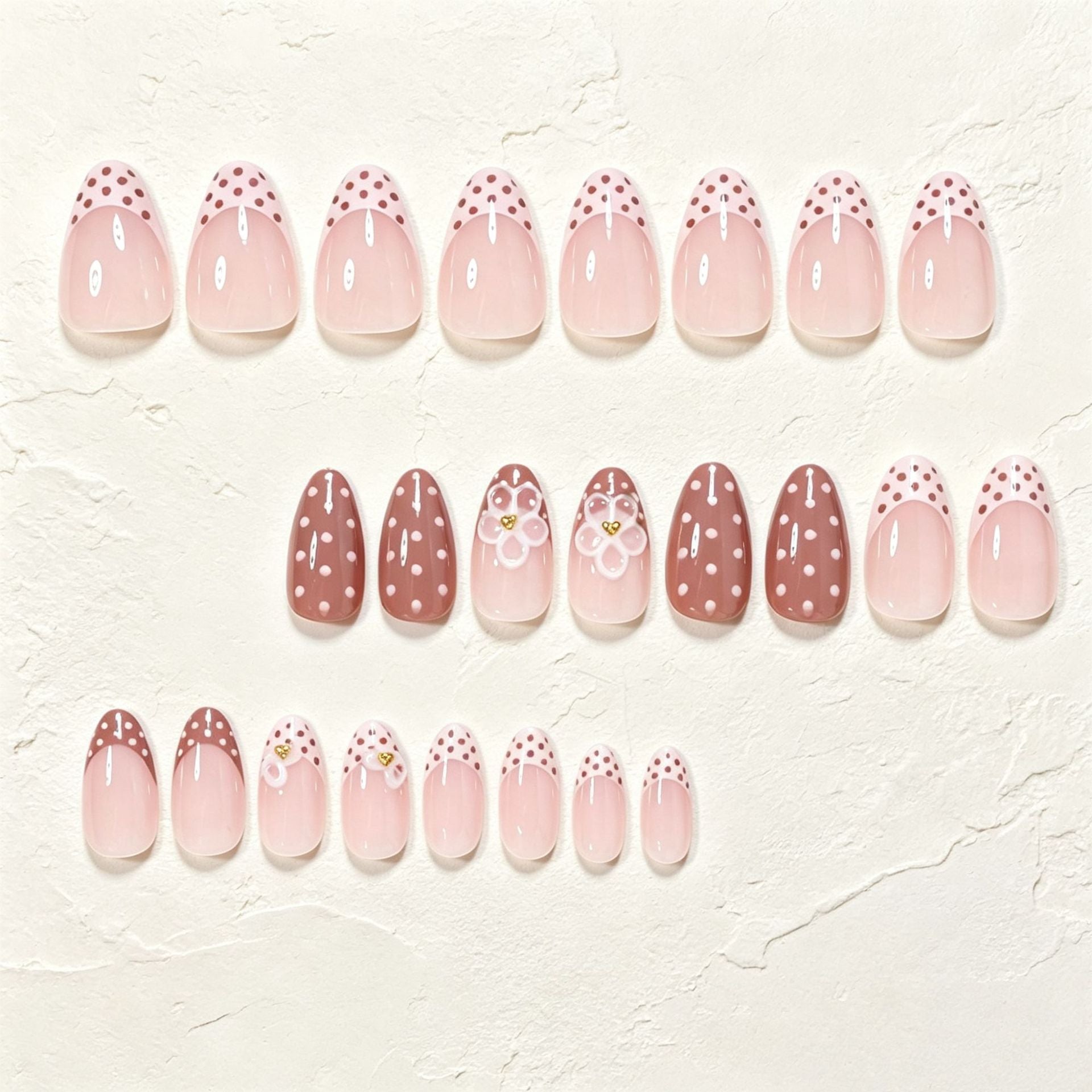 No.F746 White Polka Dots Fingernails Patch 24pcs/Set