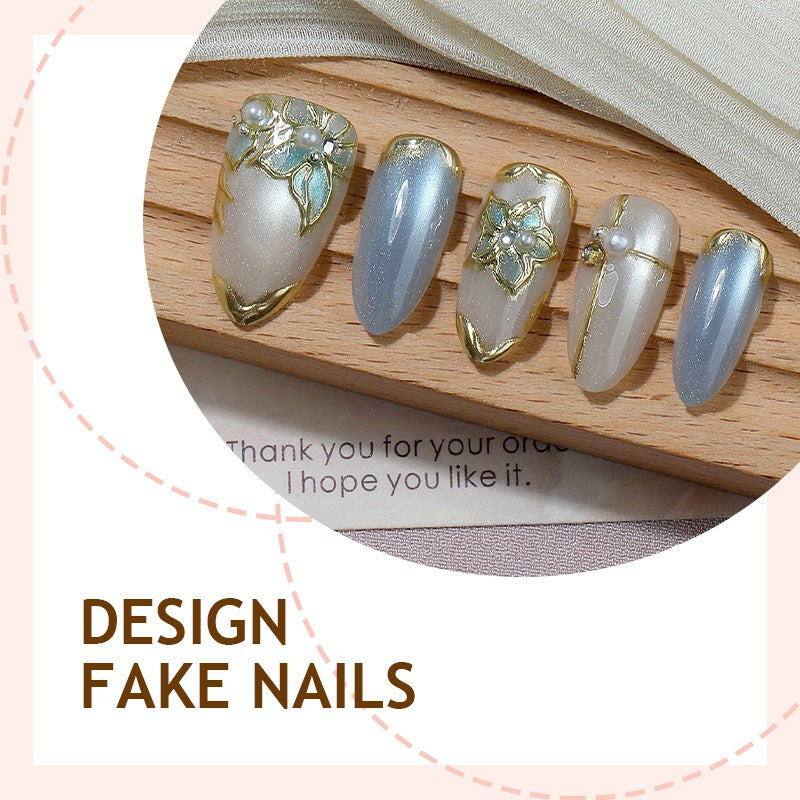 No.F603 Blue Cat's Eye Fingernails Patch 24pcs/Set