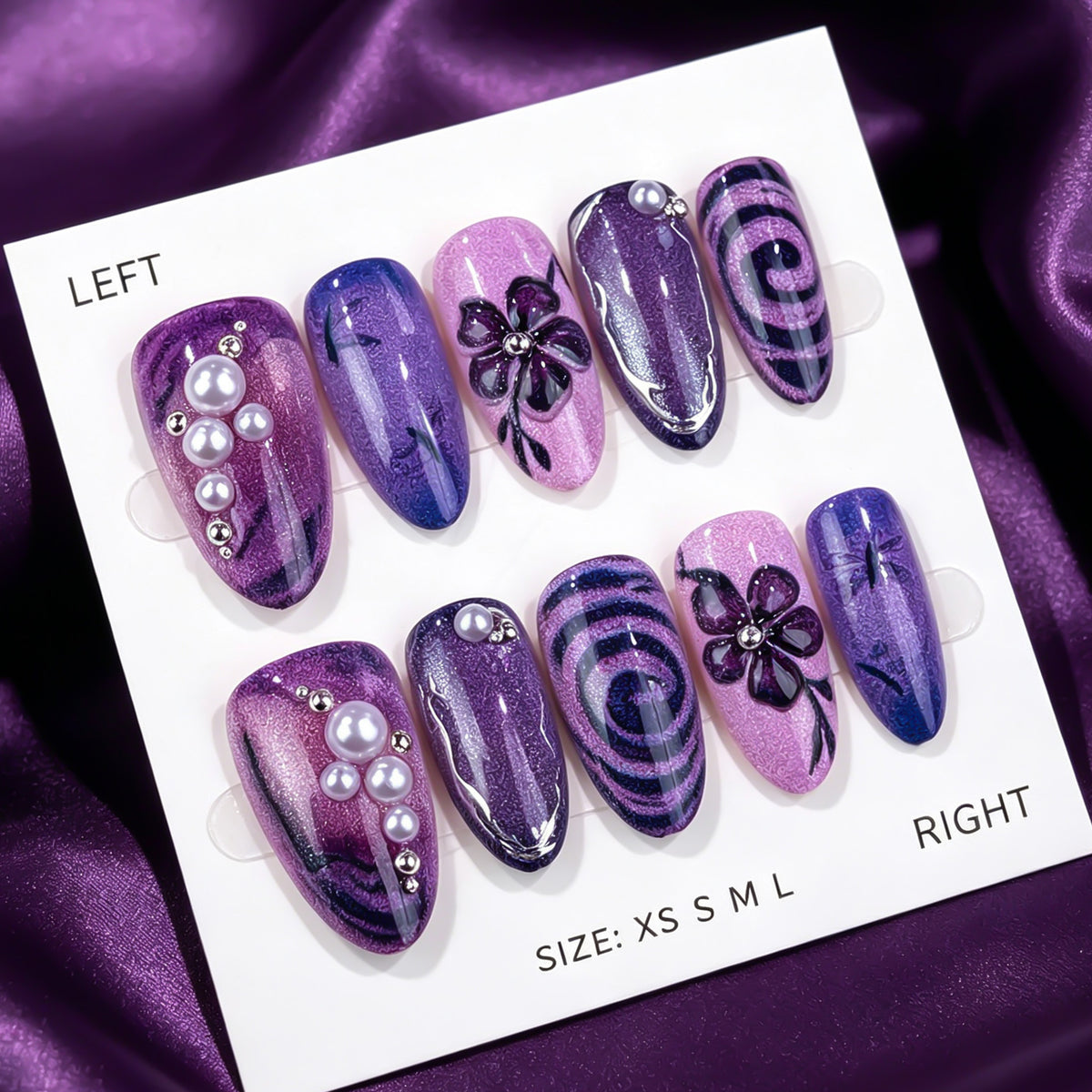 No.F732 Purple Cat's Eye Fingernails Patch 24pcs/Set