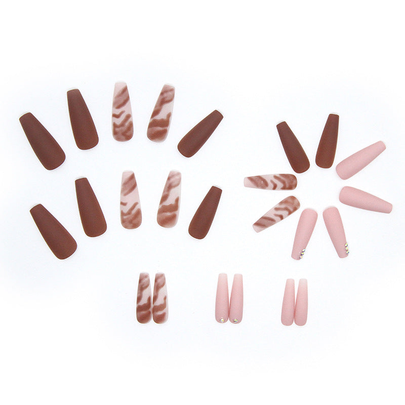No.F553 Brown Fingernails Patch 24pcs/Set