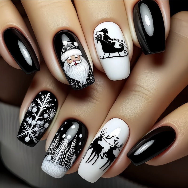 No.CM90 Christmas Black Fingernails Patch 24pcs/Set