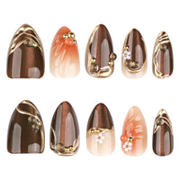 No.F582 Brown Cat's Eye Fingernails Patch 24pcs/Set