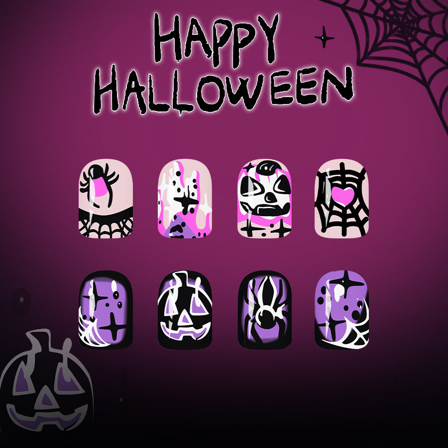 No.AW179 Halloween Purple Spider Fingernails Patch 24pcs/Set