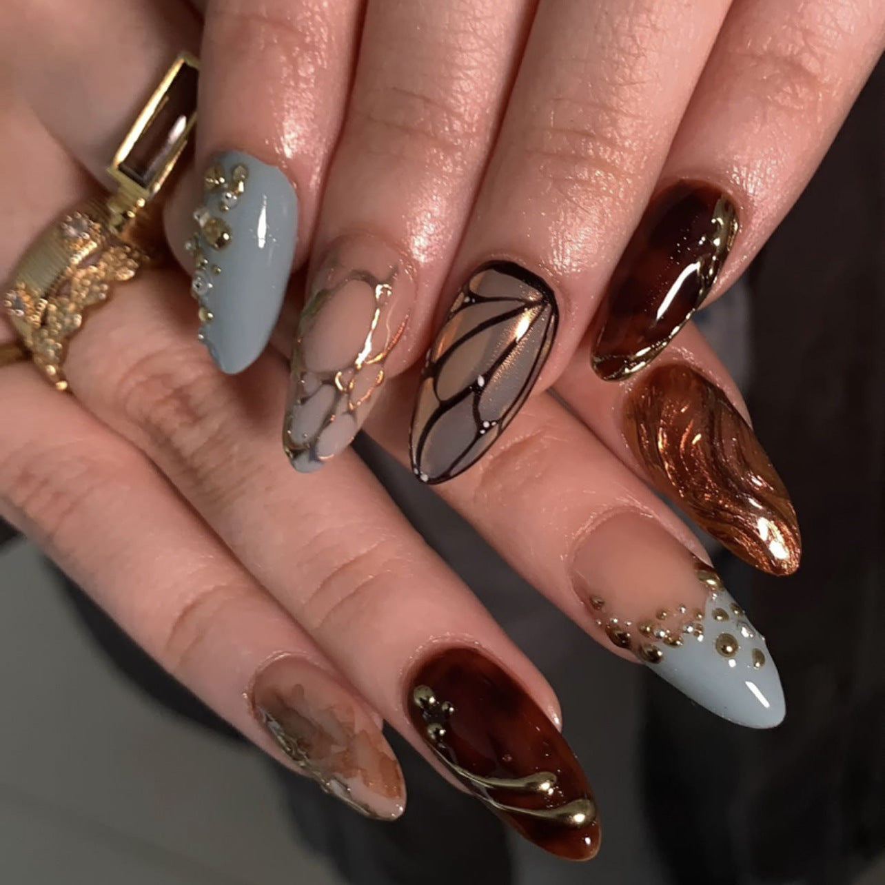 No.F576 Print Fingernails Patch 24pcs/Set