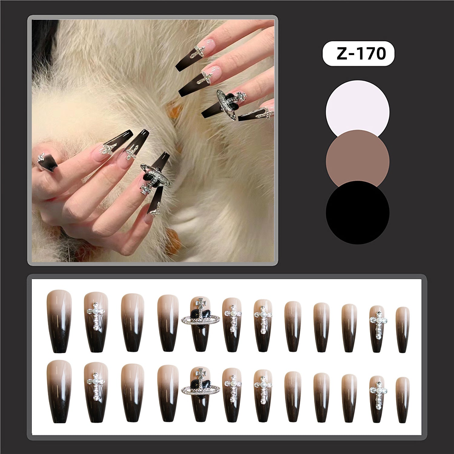 No.F349 Black Fingernails Patch 24pcs/Set