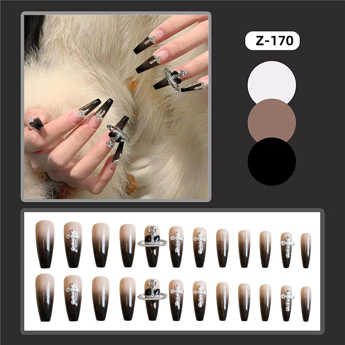No.F349 Black Fingernails Patch 24pcs/Set