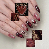 No.F574 Red Heart Fingernails Patch 24pcs/Set