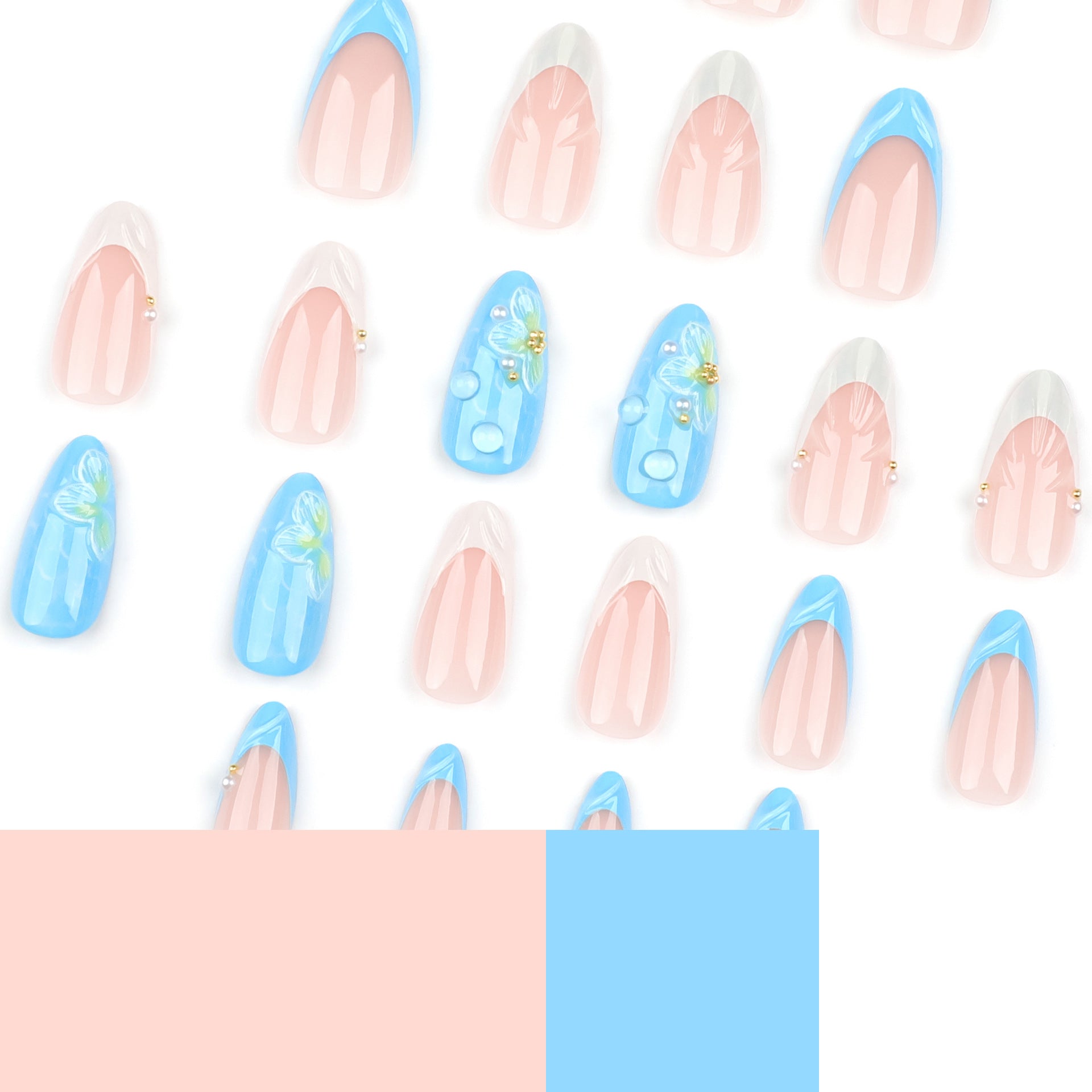 No.F380 3D Shell Water Drop Fingernails Patch 24pcs/Set