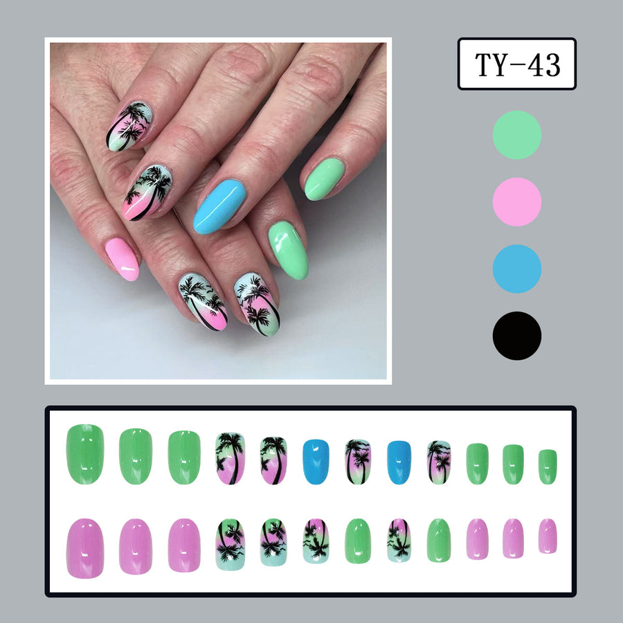 No.BH2 Gradient color Beach Fingernails Patch 24pcs/Set