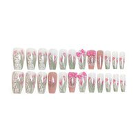 No.ET24 Tulip Flower Rabbit Fingernails Patch 24pcs/Set
