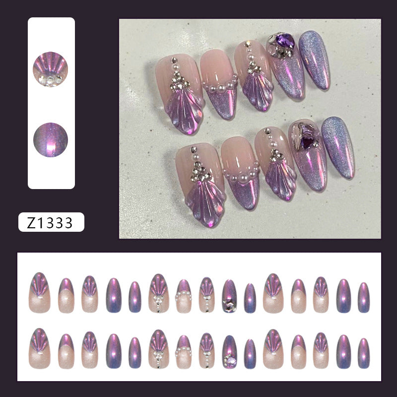 No.F627 Purple Cat's Eye Fingernails Patch 24pcs/Set