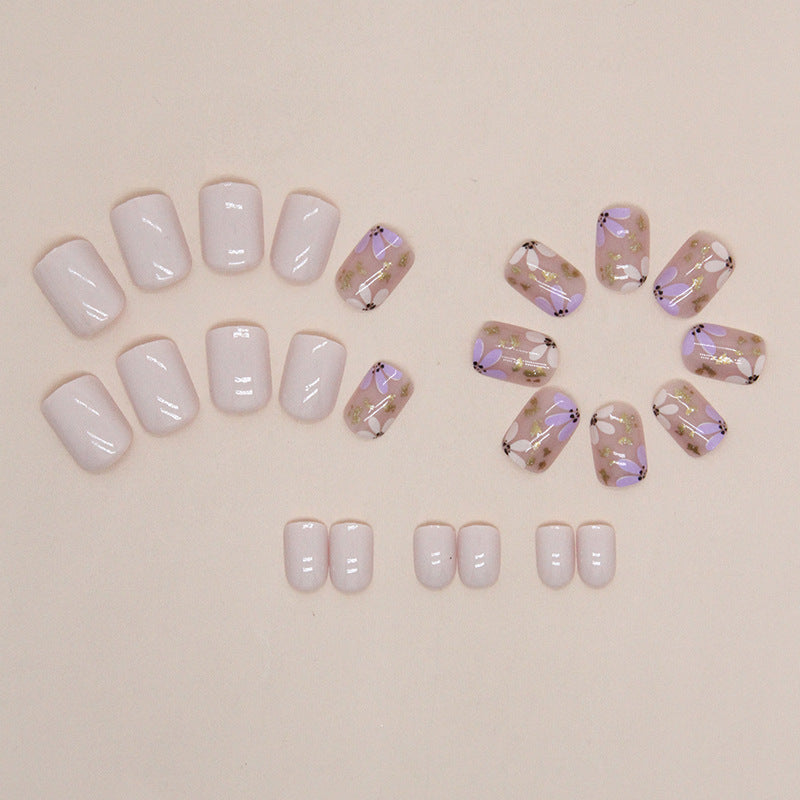 No.F85 Pure Purple Flowers Fingernails Patch 24pcs/Set