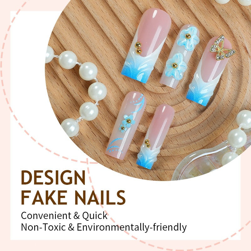 No.F599 Blue Fashion Fingernails Patch 24pcs/Set