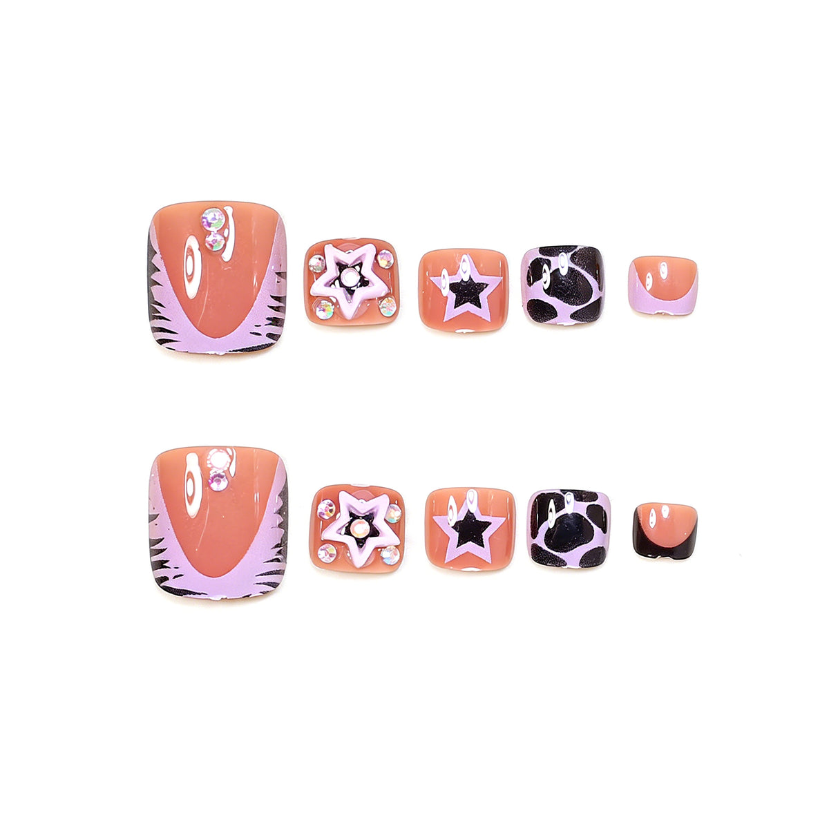 No.734 Purple Leopard Print Toenails Patch 24pcs/Set