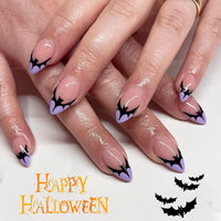 No.AW12 Halloween Light blue Bat Fingernails Patch 24pcs/Set