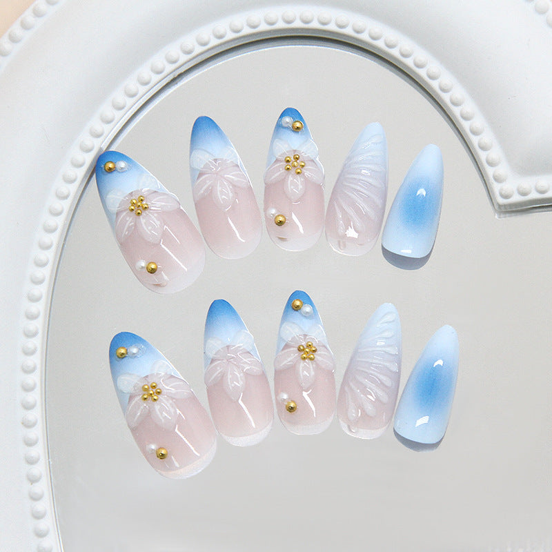 No.F445 Fresh Blue Fingernails Patch 24pcs/Set
