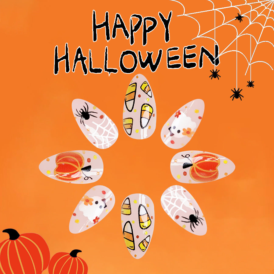 No.AW33 Halloween Cute Pumpkin Fingernails Patch 24pcs/Set