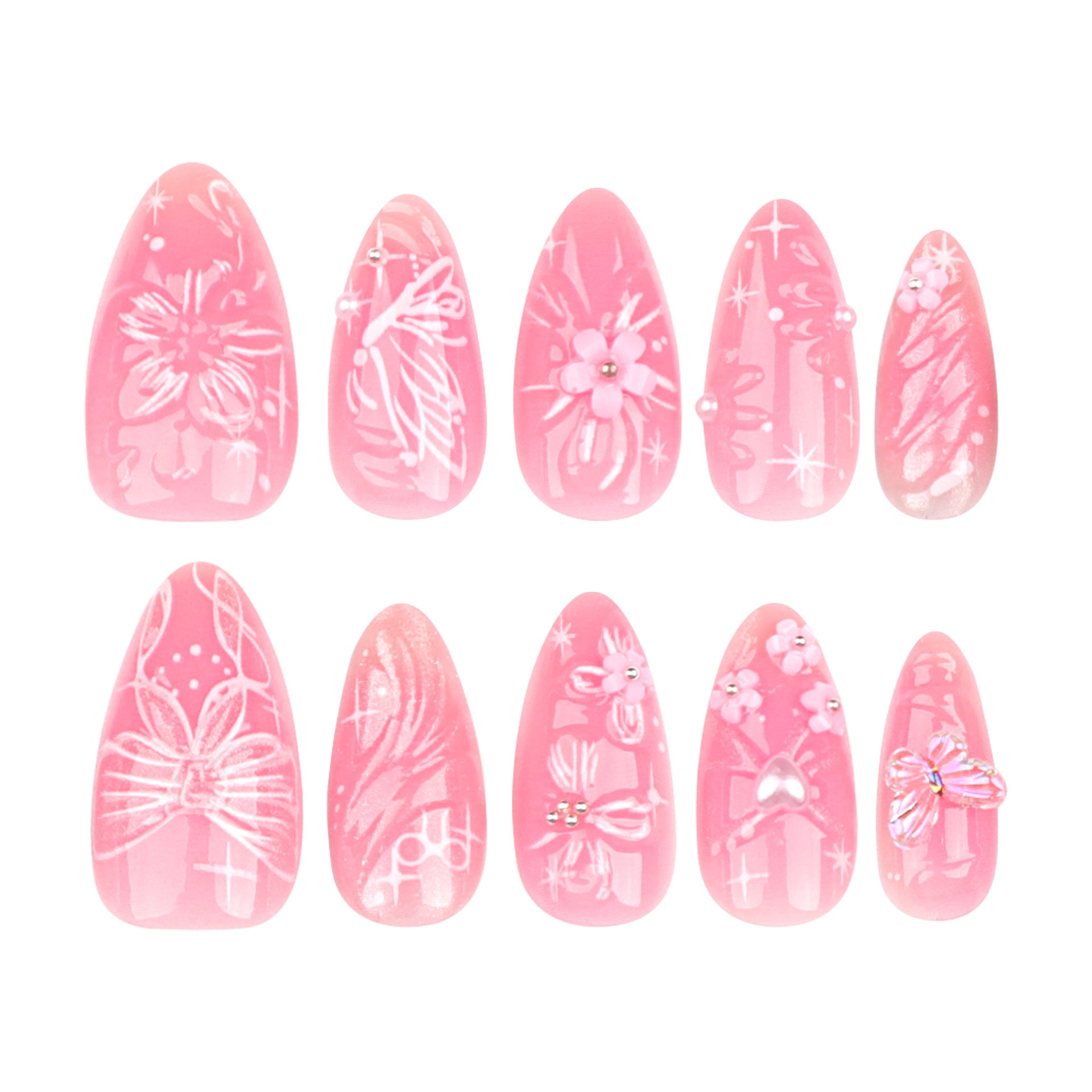 No.F376 Butterfly Flowers Fingernails Patch 24pcs/Set