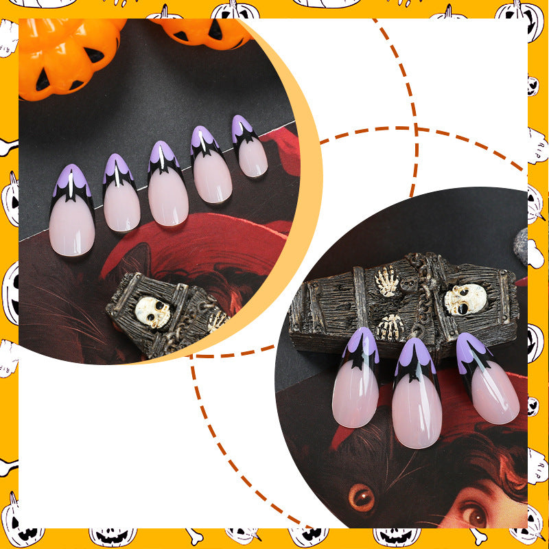 No.AW12 Halloween Light blue Bat Fingernails Patch 24pcs/Set