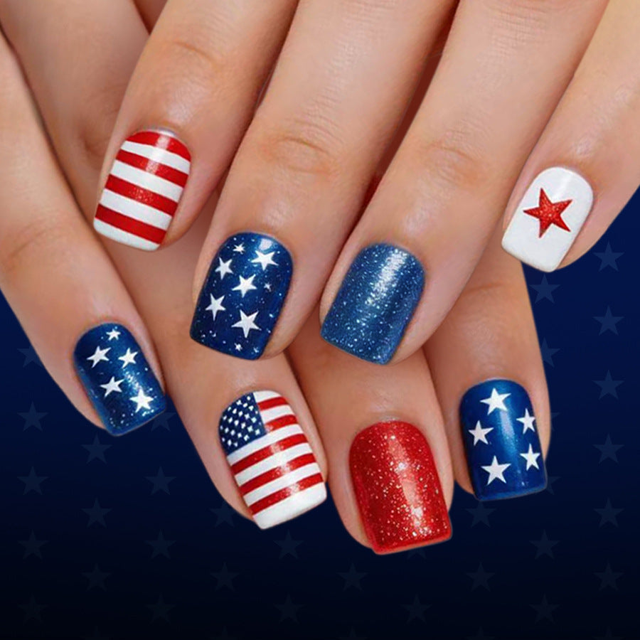 No.JNU35 Striped Glitter Fingernails Patch 24pcs/Set