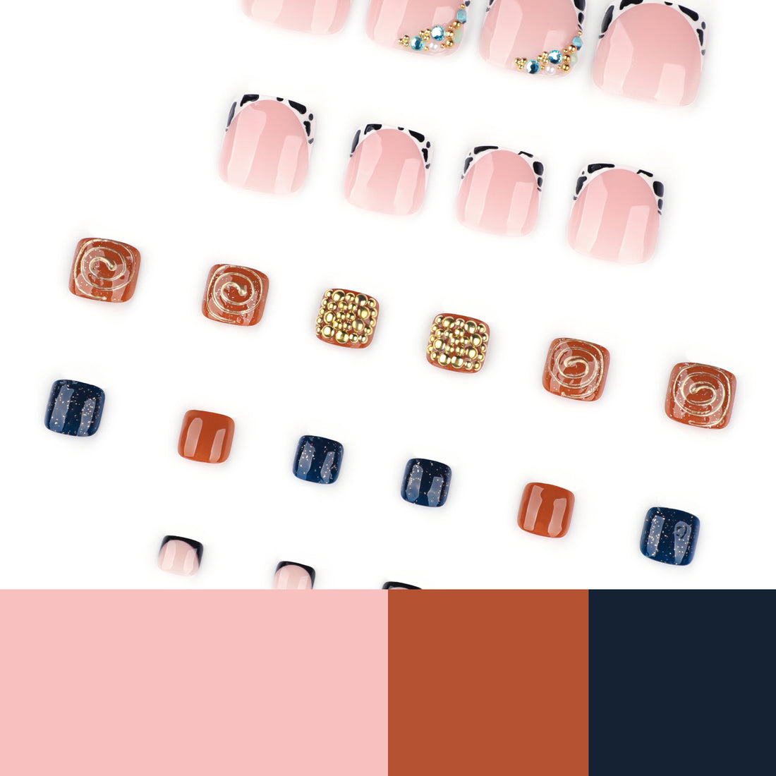 No.686 Golden Diamonds Toenails Patch 24pcs/Set