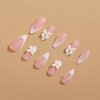 No.F267 Pearl White Bow Fingernails Patch 24pcs/Set