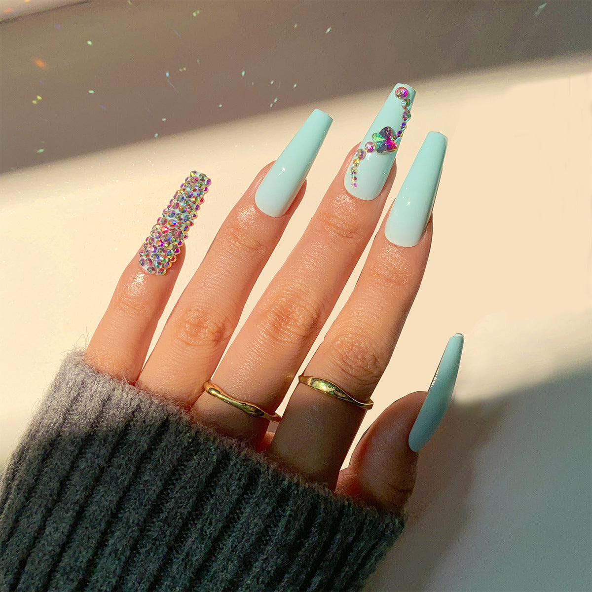 No.F824 Blue Fingernails Patch 30pcs/Set