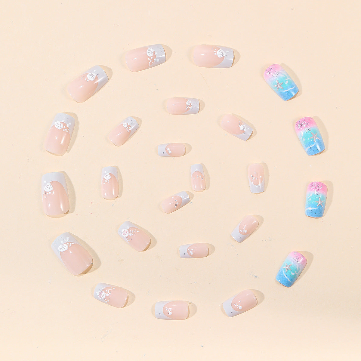 No.BH57 Beach Fingernails Patch 24pcs/Set