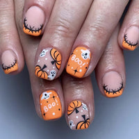 No.AW26 Halloween Pumpkin Fingernails Patch 24pcs/Set