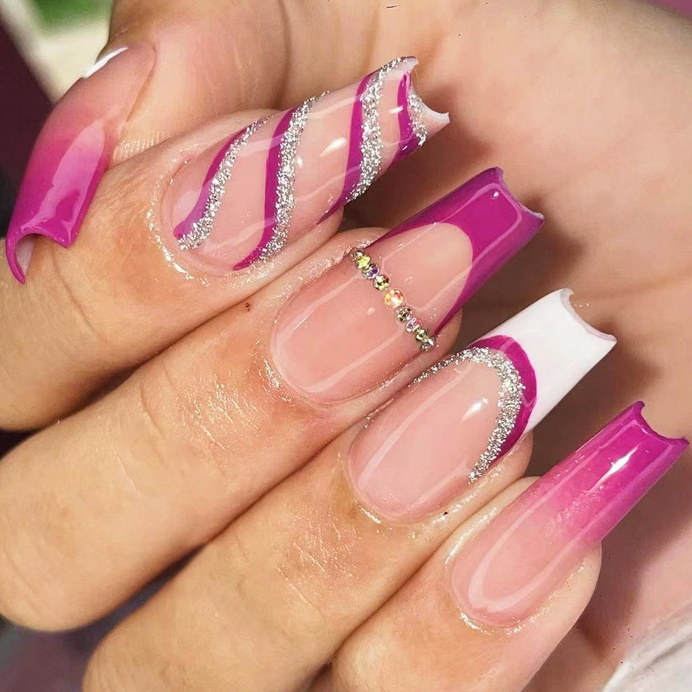 No.F335 Purple Flash Fingernails Patch 24pcs/Set
