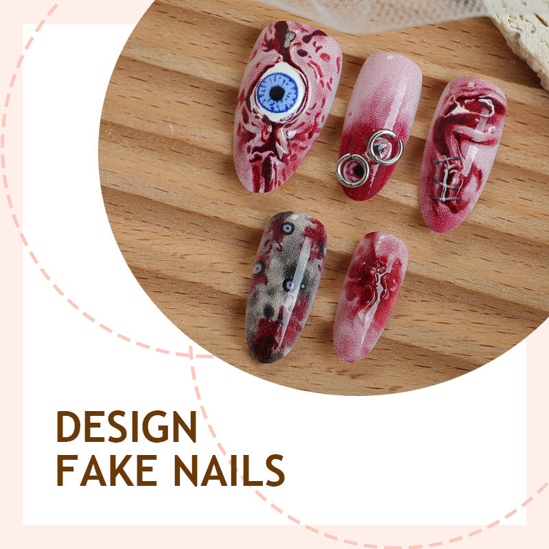 No.AW145 Halloween Bloodstains Fingernails Patch 24pcs/Set