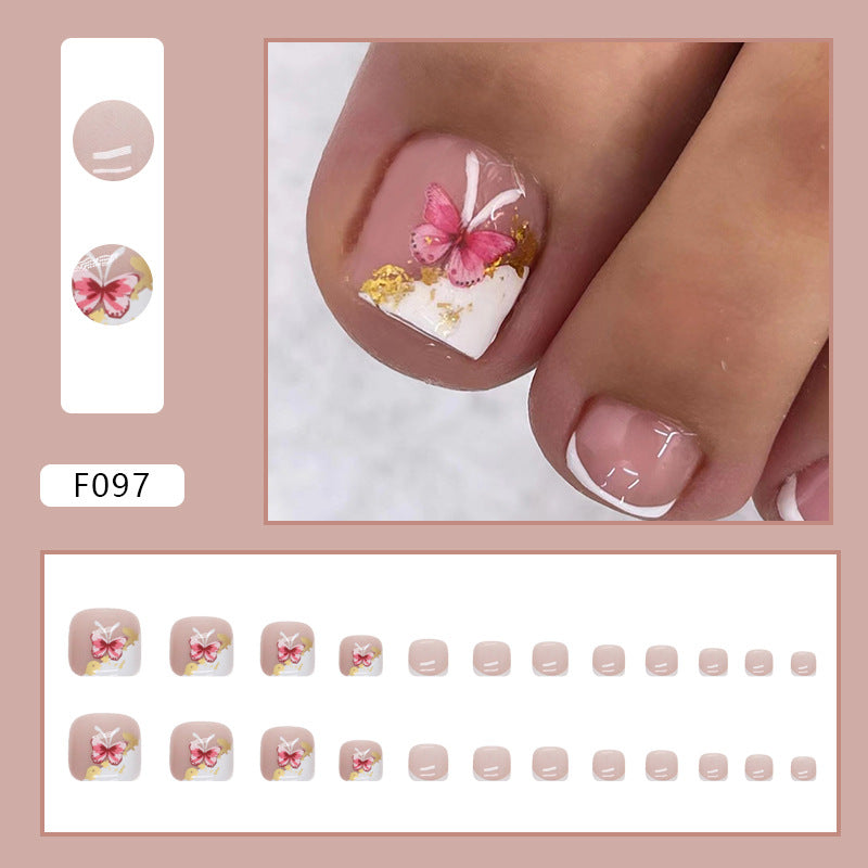 No.239 Cute Pink Butterfly Toenails Patch 24pcs/Set