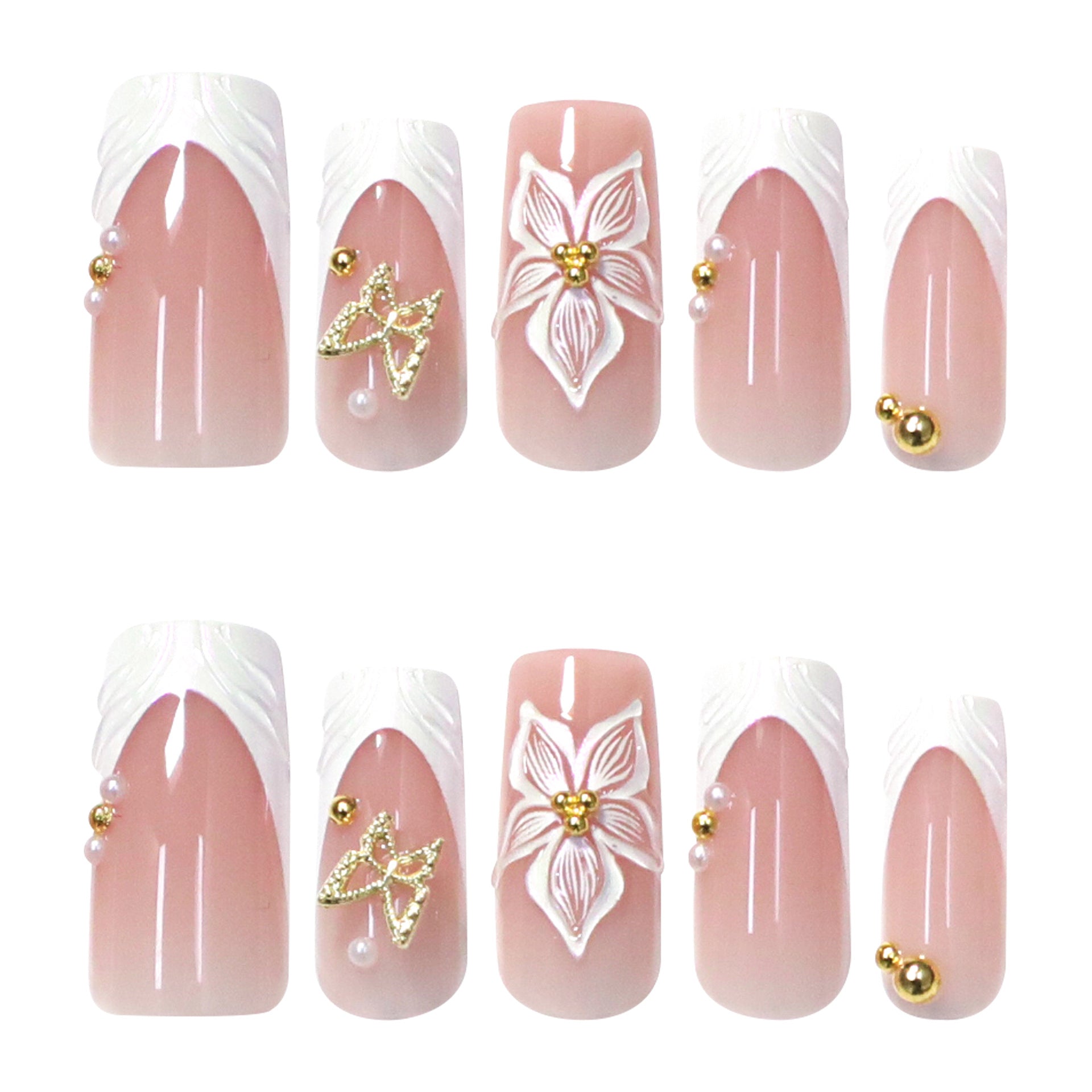 No.F619 Flower Fingernails Patch 24pcs/Set